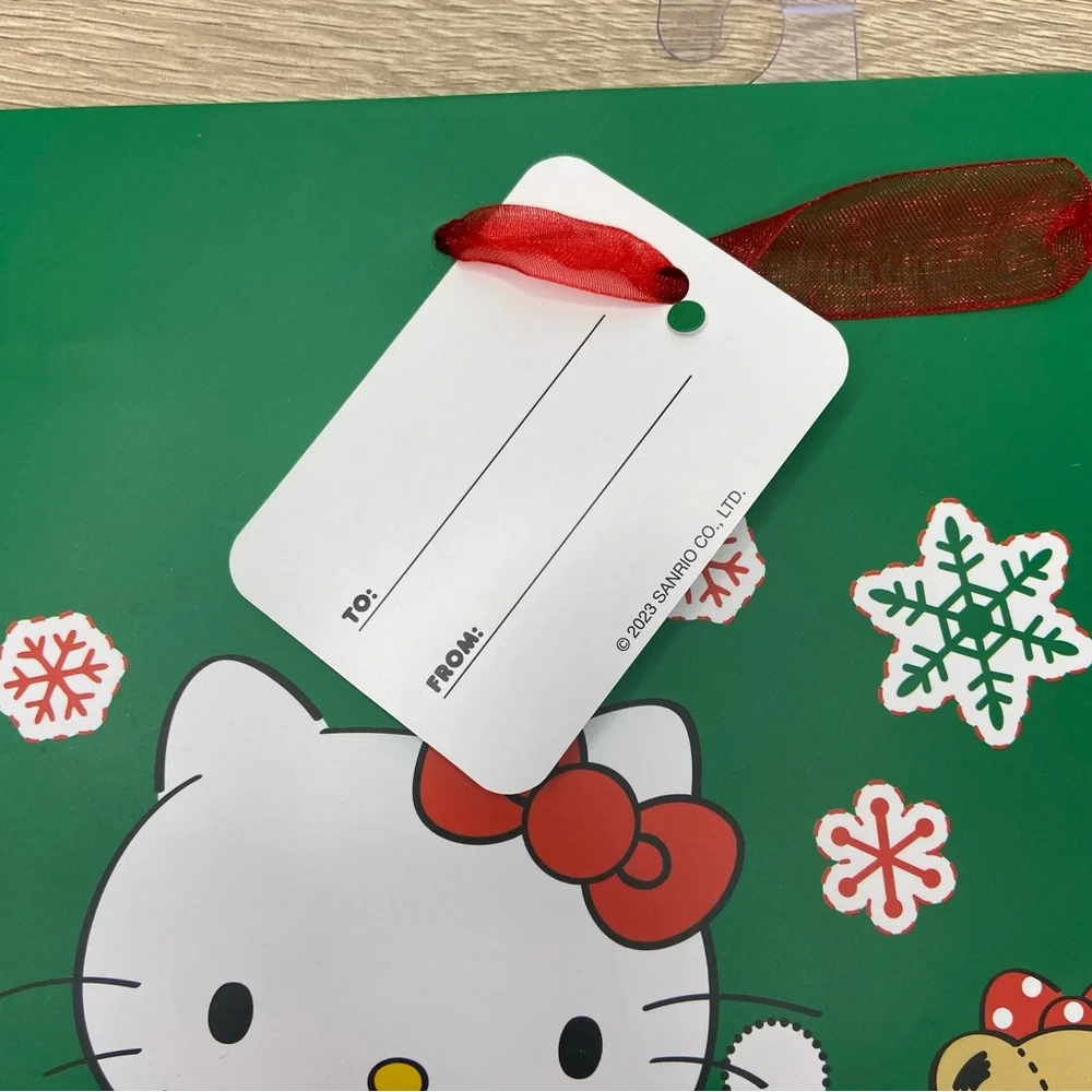 Hello Kitty Green Christmas Season’s Greetings Gift Wrap Bag NEW